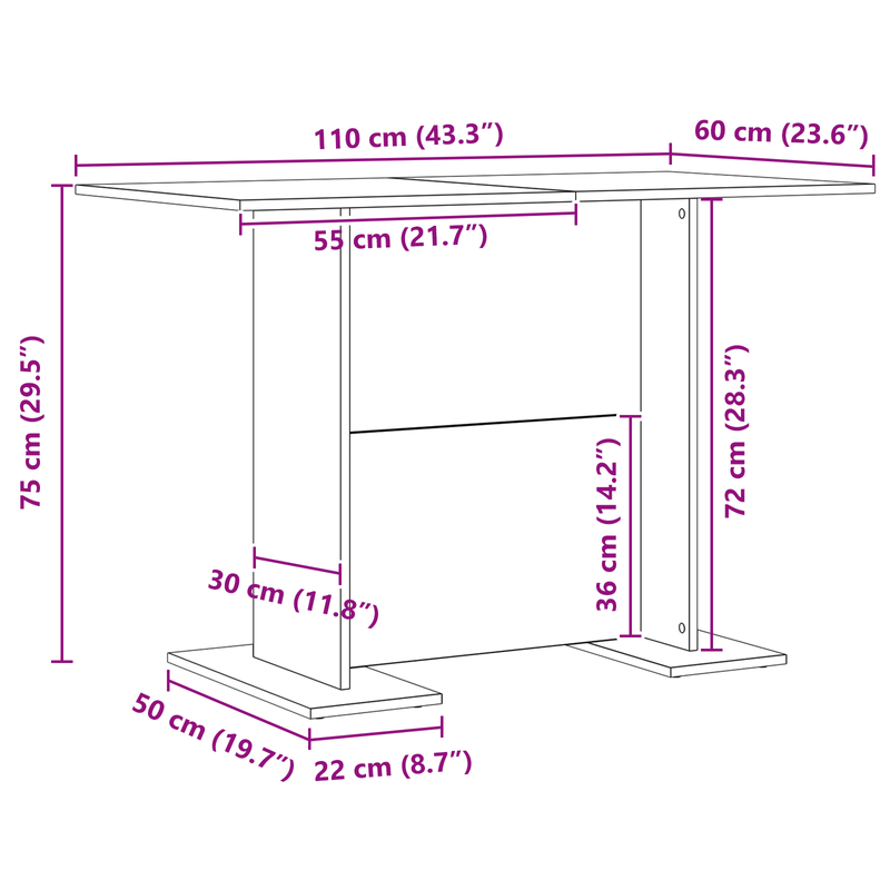 Casa si Gradina - Mobilier - Mese si birouri - Mese bucatarie si dining - Masa de sufragerie, stejar sonoma, 110x60x75 cm, lemn prelucrat - Infinity.ro