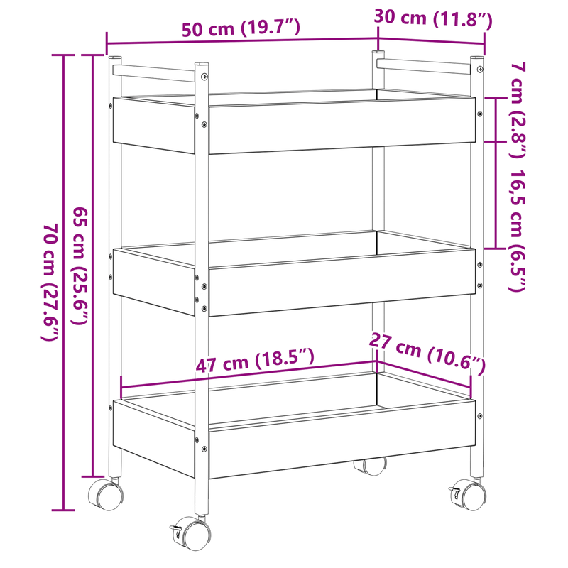 Casa si Gradina - Bucatarie si vesela - Ustensile bucatarie - Cosuri servire - Carucior de bucatarie, lemn vechi, 50x30x70 cm, lemn prelucrat - Infinity.ro