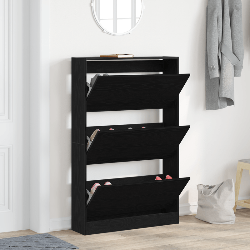 Casa si Gradina - Mobilier - Organizare si depozitare - Organizator incaltaminte - Cabinet pentru pantofi Negru Stejar 80x21x125,5 cm Lemn prelucrat - Infinity.ro