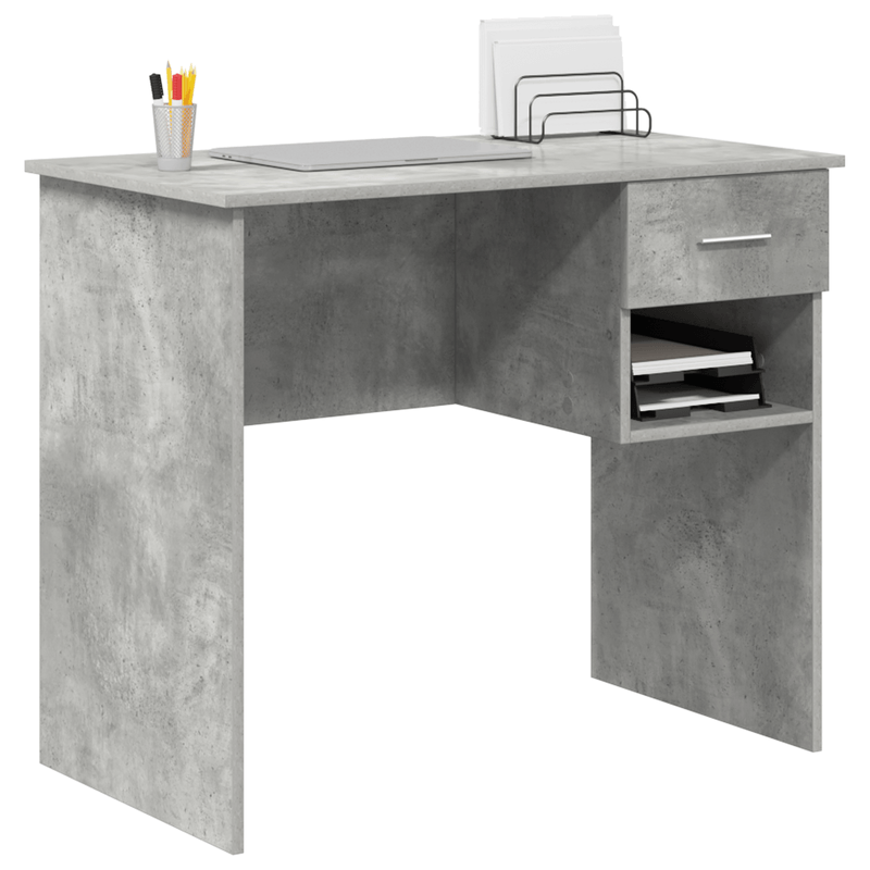 Casa si Gradina - Mobilier - Mese si birouri - Birouri - birou cu stocare gri beton 90x49.5x75 cm lemn compozit - Infinity.ro