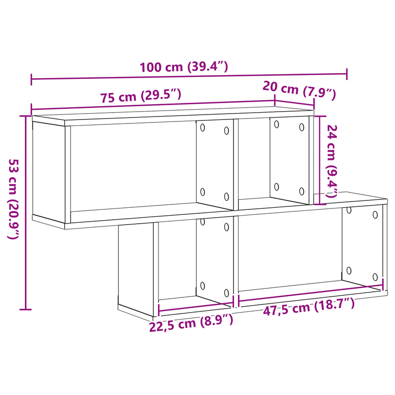 Casa si Gradina - Mobilier - Biblioteci si rafturi - Rafturi - Raft de perete Stejar negru 100x20x53 cm Lemn imbunatatit - Infinity.ro