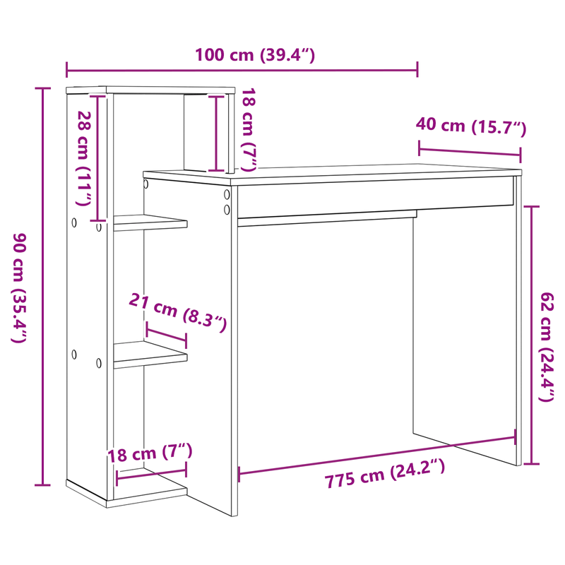 Casa si Gradina - Mobilier - Mese si birouri - Birouri - Birou de scris Sonoma Oak Placa aglomerata Mediu Birou compact - Infinity.ro