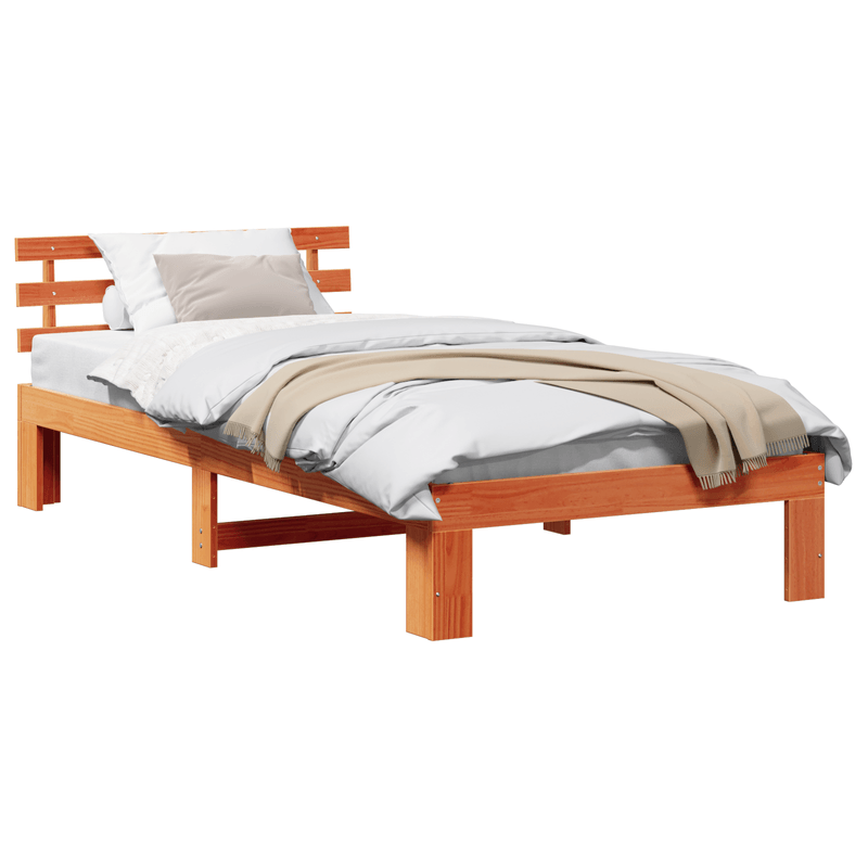 Casa si Gradina - Mobilier - Paturi si accesorii - Paturi - Cadru de pat din lemn de pin Maro cerat Lemn masiv Single Durabil - Infinity.ro