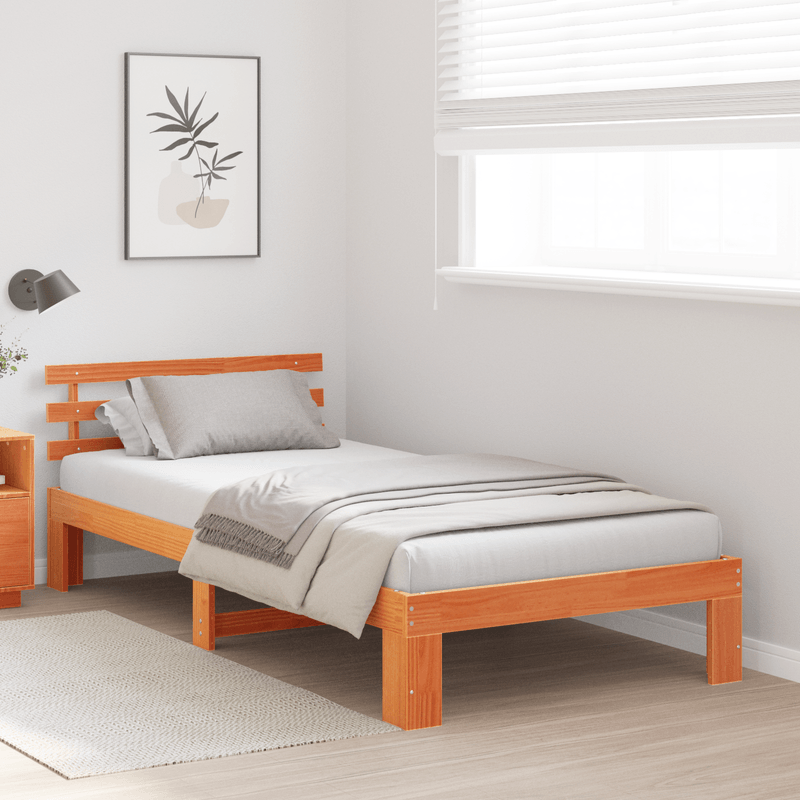 Casa si Gradina - Mobilier - Paturi si accesorii - Paturi - Cadru de pat din lemn de pin Maro cerat Lemn masiv Single Durabil - Infinity.ro