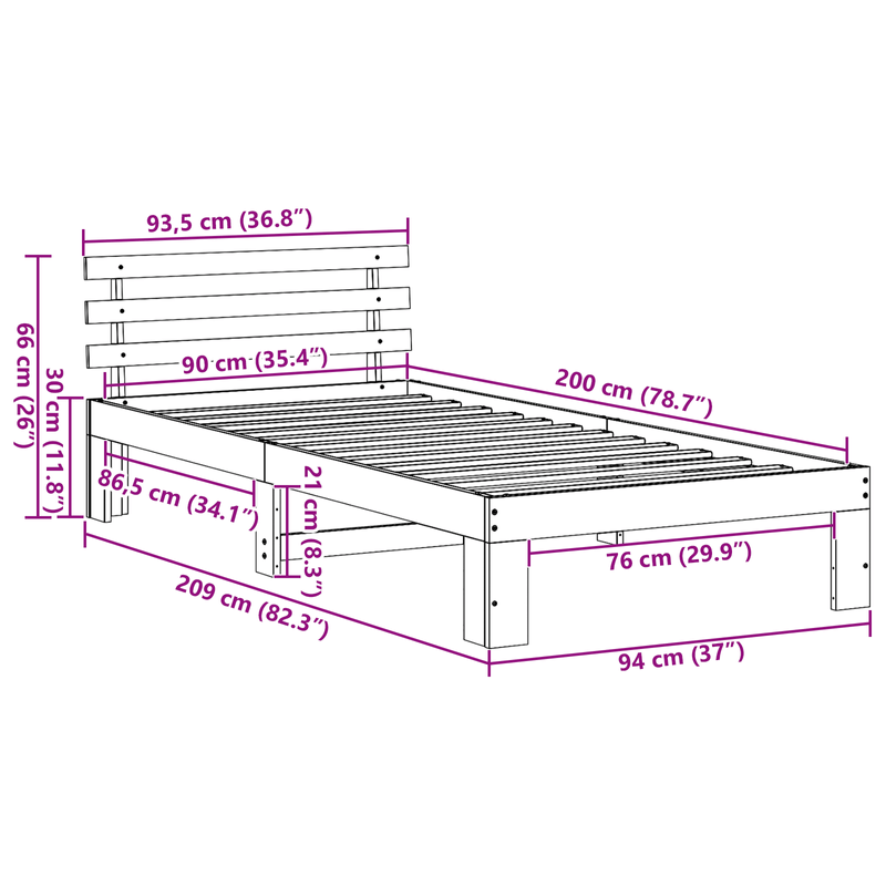 Casa si Gradina - Mobilier - Paturi si accesorii - Paturi - Cadru de pat din lemn de pin Maro cerat Lemn masiv Single Durabil - Infinity.ro