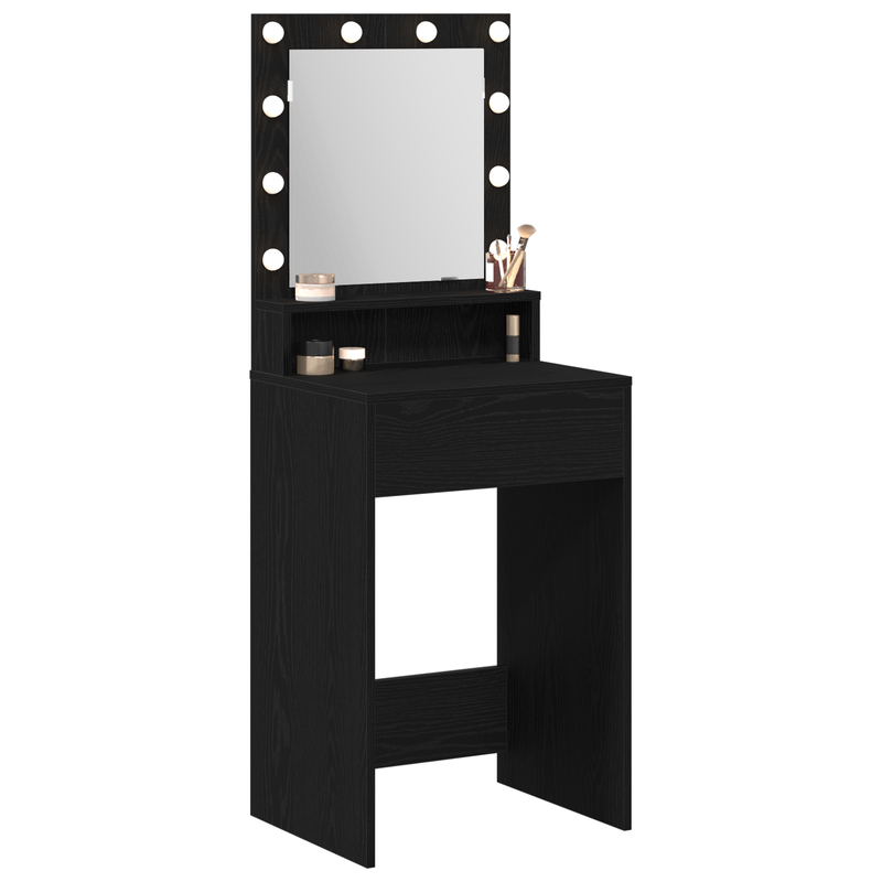 Casa si Gradina - Mobilier - Comode si corpuri - Masute de toaleta - Masa de toaleta cu lumini LED, stejar negru, 50x41x135 cm - Infinity.ro