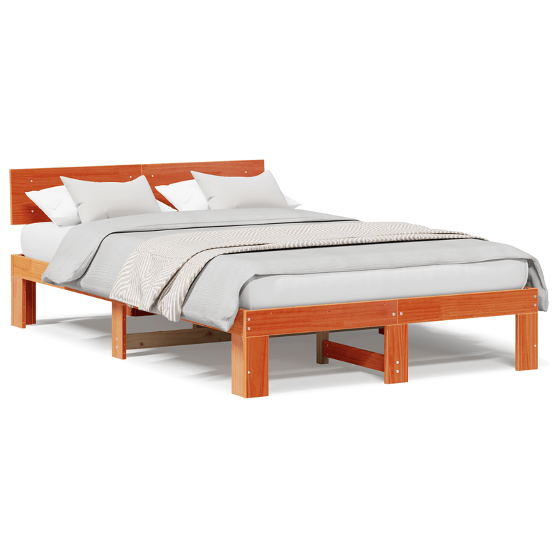 Casa si Gradina - Mobilier - Paturi si accesorii - Paturi - Cadru de pat cu tablie maro ceara 120x190 cm lemn masiv de pin - Infinity.ro