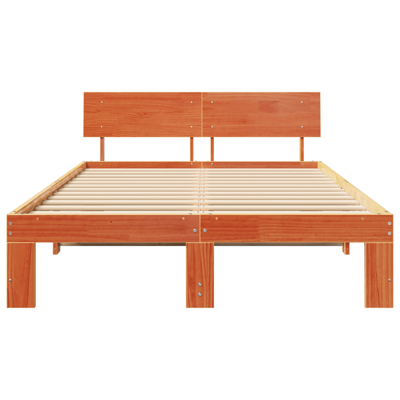 Casa si Gradina - Mobilier - Paturi si accesorii - Paturi - Cadru de pat cu tablie maro ceara 120x190 cm lemn masiv de pin - Infinity.ro