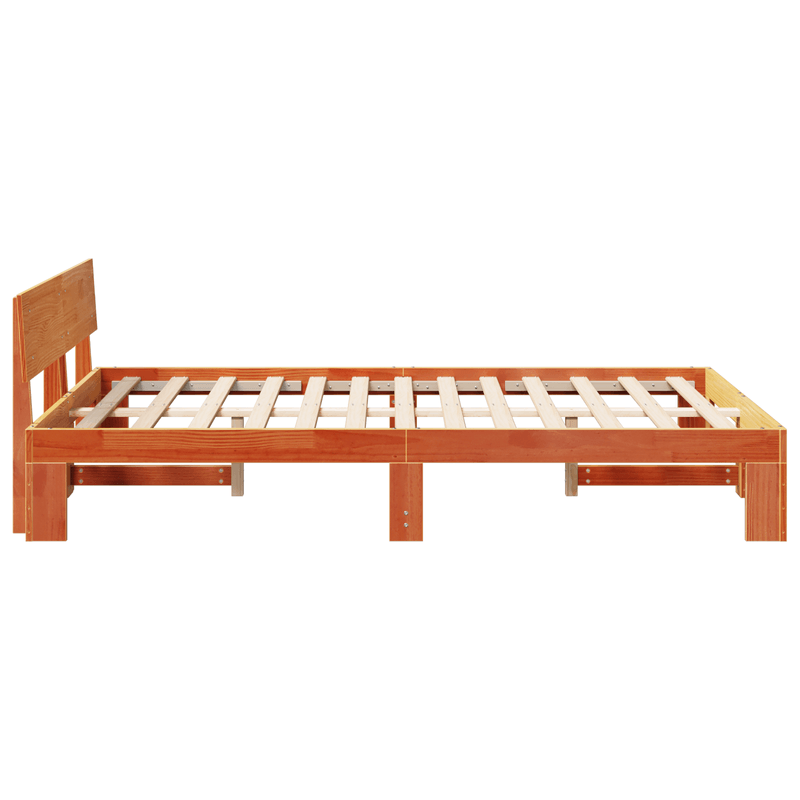Casa si Gradina - Mobilier - Paturi si accesorii - Paturi - Cadru de pat cu tablie maro ceara 120x190 cm lemn masiv de pin - Infinity.ro