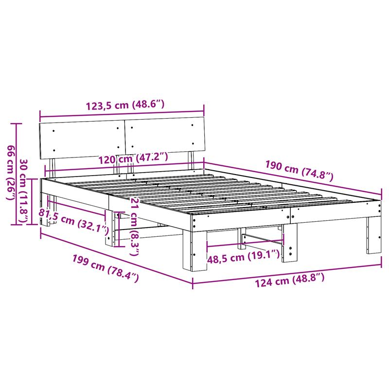 Casa si Gradina - Mobilier - Paturi si accesorii - Paturi - Cadru de pat cu tablie maro ceara 120x190 cm lemn masiv de pin - Infinity.ro