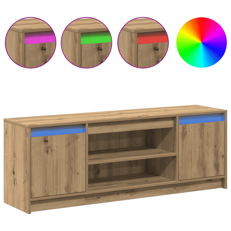 Casa si Gradina - Mobilier - Comode si corpuri - Comode - Cabinet TV cu LED Stejar artizanal 139.5x34x50 cm Lemn aglomerat - Infinity.ro