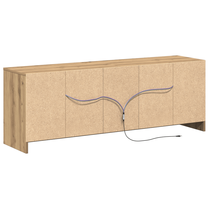 Casa si Gradina - Mobilier - Comode si corpuri - Comode - Cabinet TV cu LED Stejar artizanal 139.5x34x50 cm Lemn aglomerat - Infinity.ro