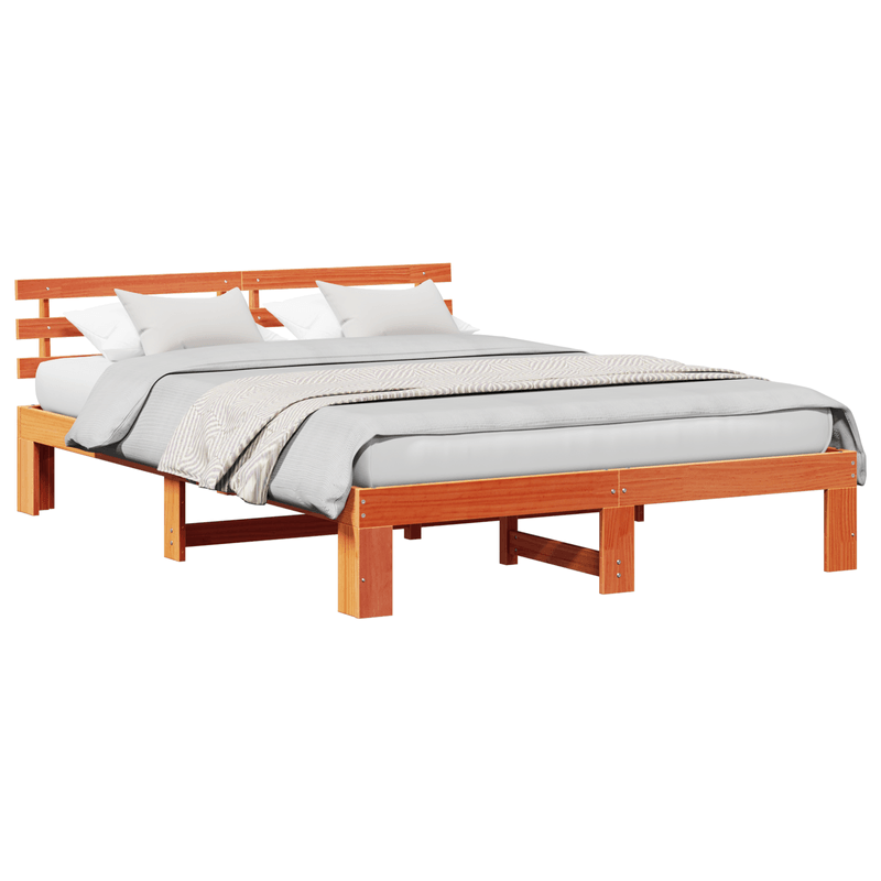 Casa si Gradina - Mobilier - Paturi si accesorii - Paturi - Cadru de Pat din Lemn de Pin Maro cerat Lemn masiv 140 x 200 cm - Infinity.ro