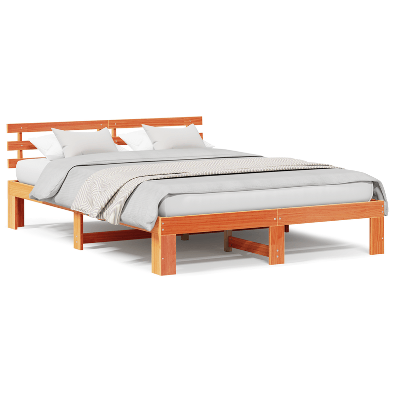 Casa si Gradina - Mobilier - Paturi si accesorii - Paturi - Cadru de Pat din Lemn de Pin Maro cerat Lemn masiv 140 x 200 cm - Infinity.ro