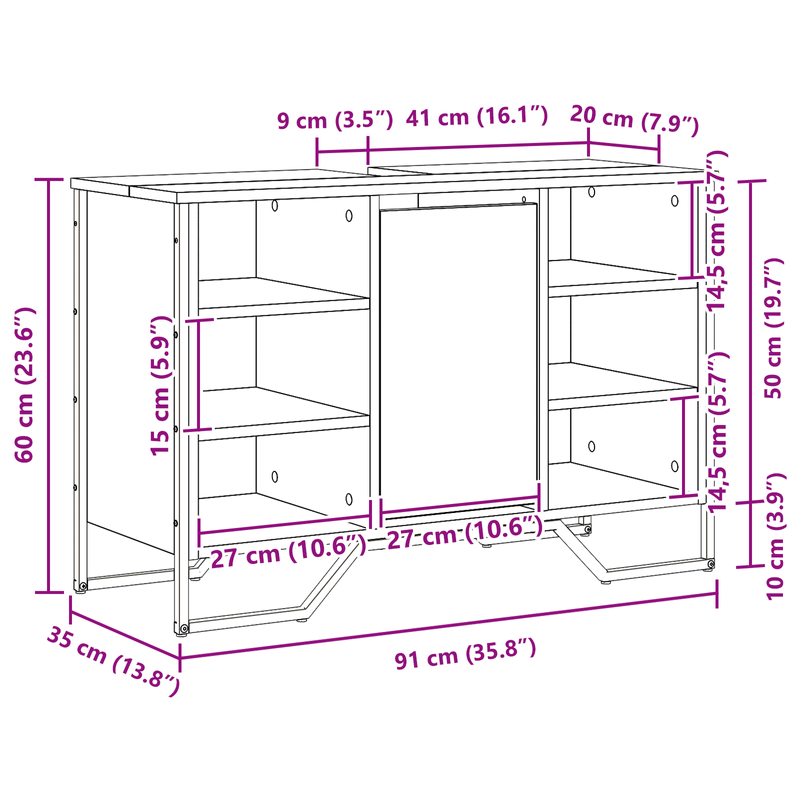Casa si Gradina - Mobilier - Mobilier baie - Comode baie - Cabinet de chiuveta Lemn vechi 91x35x60 cm Lemn stratificat - Infinity.ro
