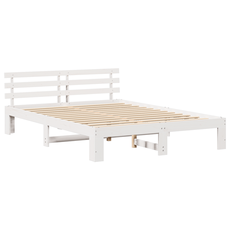 Casa si Gradina - Mobilier - Paturi si accesorii - Paturi - Cadru de pat alb din lemn Alb Lemn 150 x 200 cm Durabil - Infinity.ro