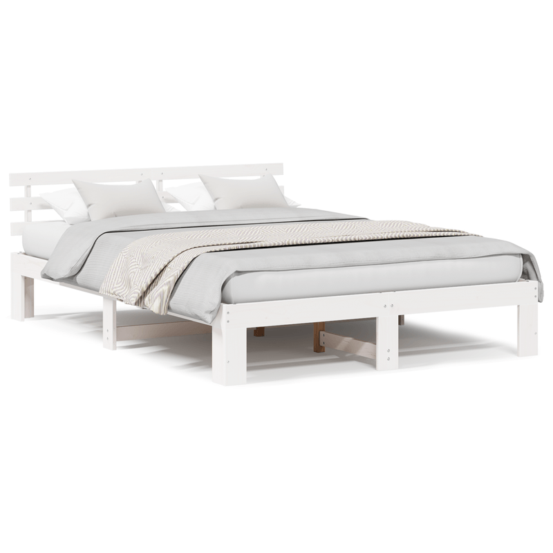 Casa si Gradina - Mobilier - Paturi si accesorii - Paturi - Cadru de pat alb din lemn Alb Lemn 150 x 200 cm Durabil - Infinity.ro