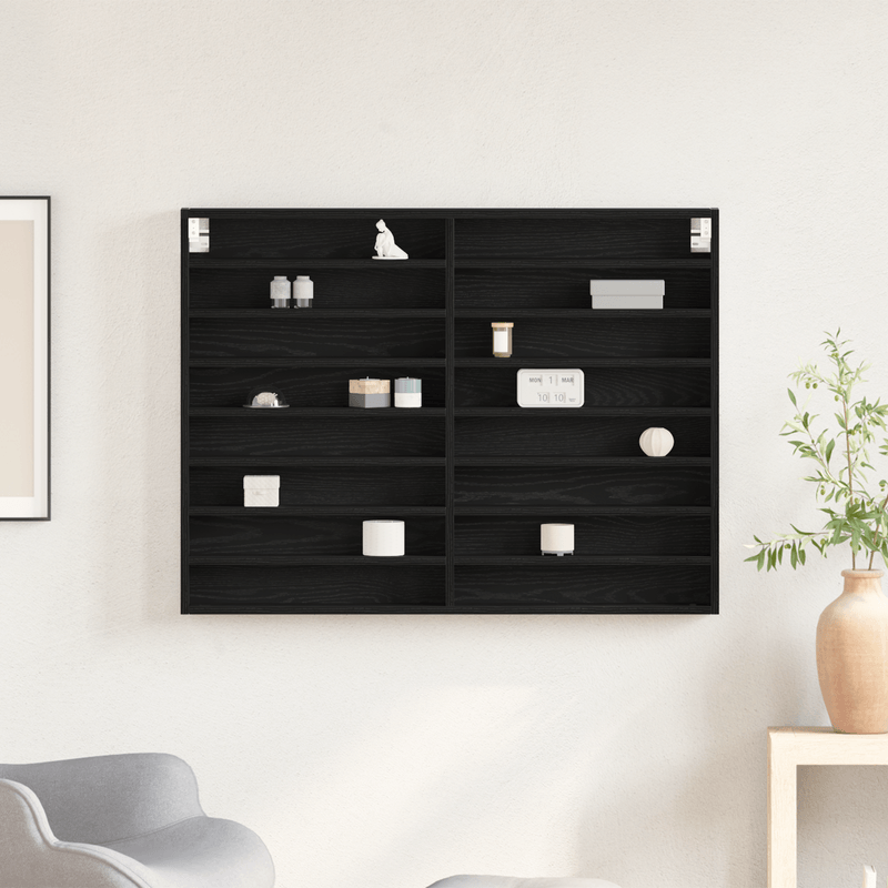 Casa si Gradina - Mobilier - Biblioteci si rafturi - Rafturi - Dulap cu vitrina, stejar negru, 100x8,5x75 cm, lemn prelucrat - Infinity.ro