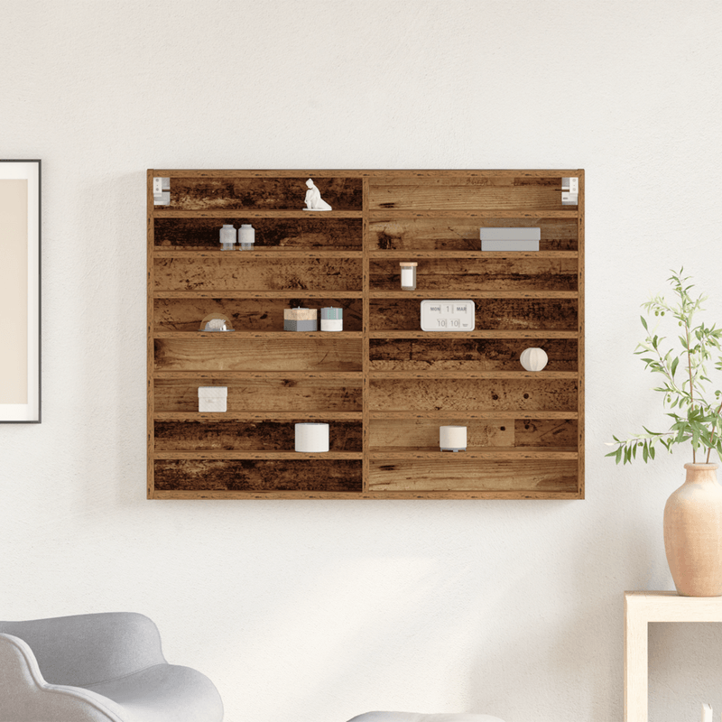 Casa si Gradina - Mobilier - Biblioteci si rafturi - Rafturi - Dulap cu vitrina, lemn vechi, 100x8,5x75 cm, lemn prelucrat - Infinity.ro