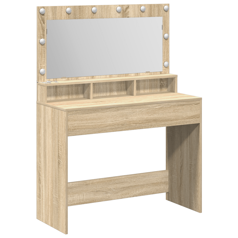 Casa si Gradina - Mobilier - Comode si corpuri - Masute de toaleta - Masa de toaleta cu lumini LED, stejar sonoma, 100x41x135 cm - Infinity.ro