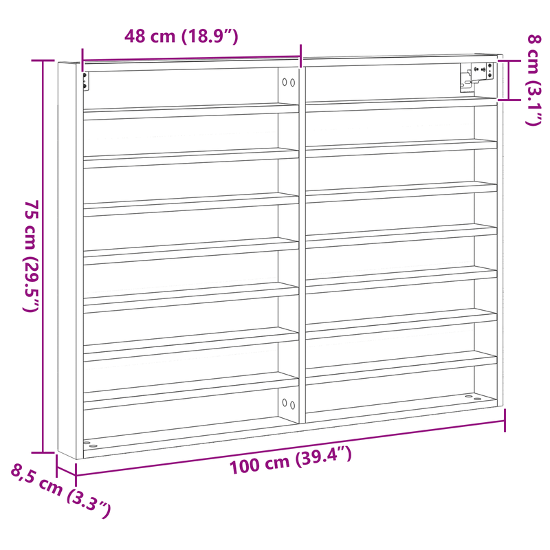 Casa si Gradina - Mobilier - Biblioteci si rafturi - Rafturi - Dulap cu vitrina, lemn vechi, 100x8,5x75 cm, lemn prelucrat - Infinity.ro