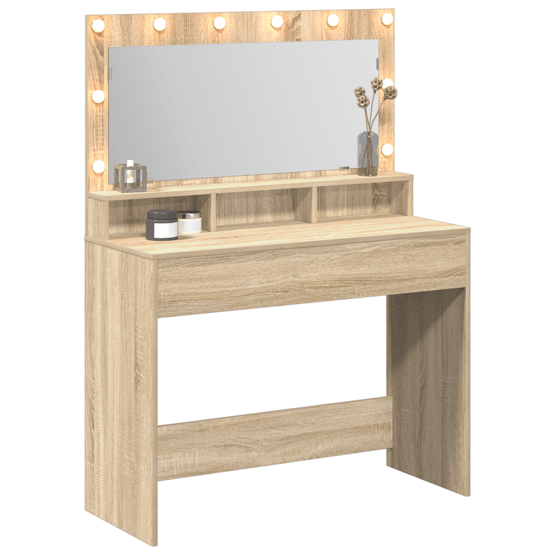 Casa si Gradina - Mobilier - Comode si corpuri - Masute de toaleta - Masa de toaleta cu lumini LED, stejar sonoma, 100x41x135 cm - Infinity.ro