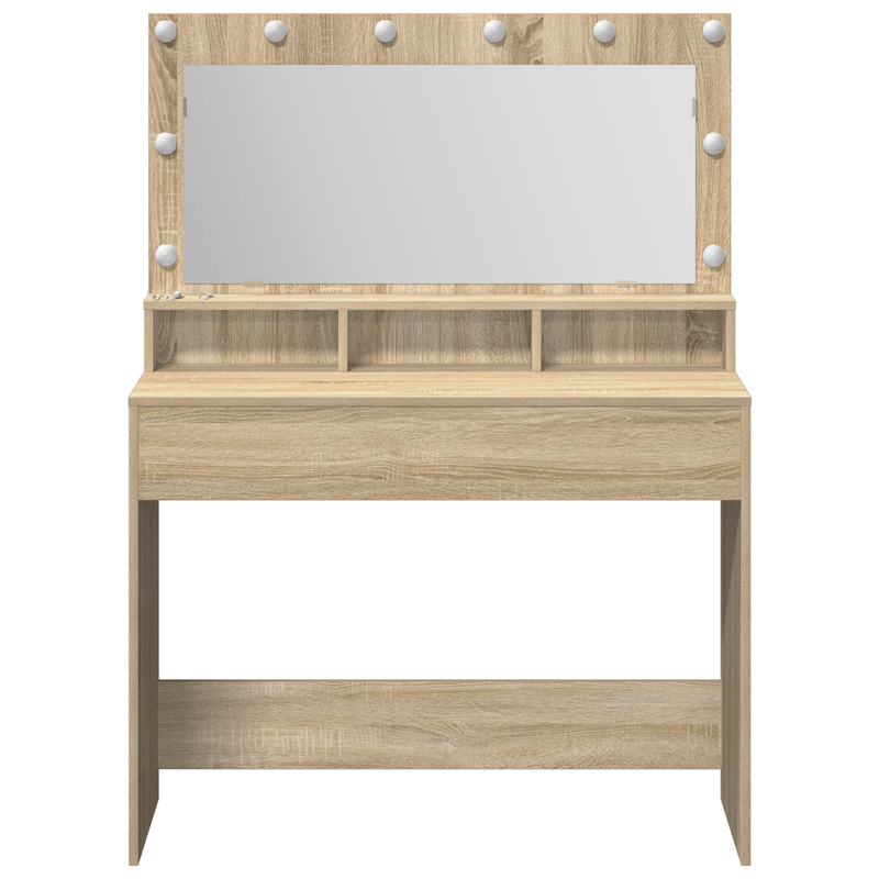 Casa si Gradina - Mobilier - Comode si corpuri - Masute de toaleta - Masa de toaleta cu lumini LED, stejar sonoma, 100x41x135 cm - Infinity.ro