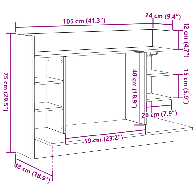 Casa si Gradina - Mobilier - Mese si birouri - Birouri - Birou Montat pe Perete Stejar Vechi 105x48x75 cm Lemn Prelucrat - Infinity.ro