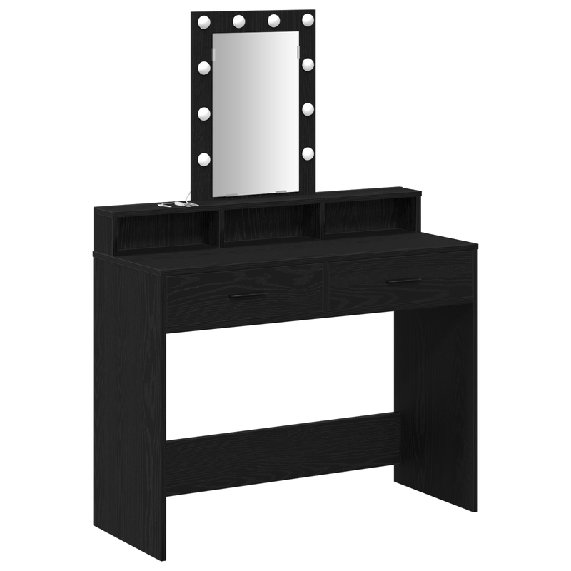 Casa si Gradina - Mobilier - Comode si corpuri - Masute de toaleta - Masa de toaleta cu LED, stejar negru, 100x41x140 cm - Infinity.ro