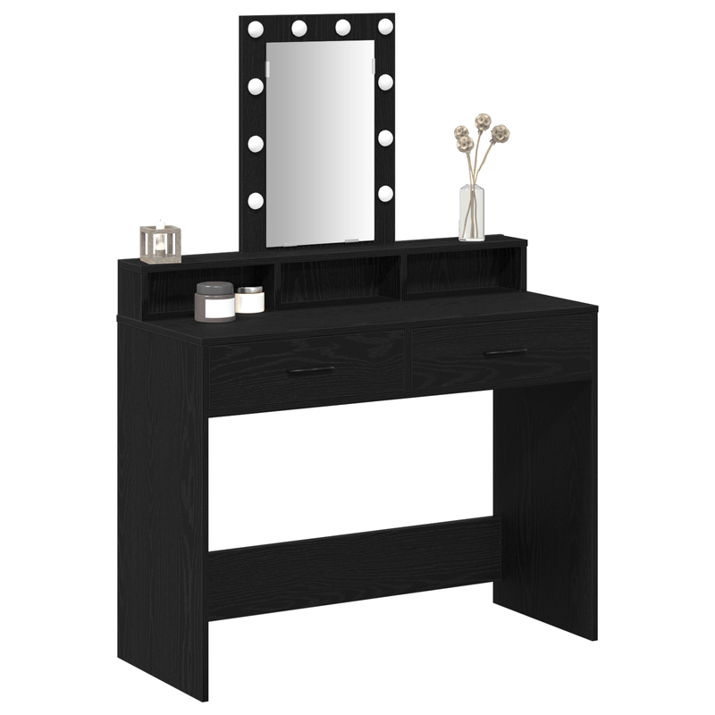 Casa si Gradina - Mobilier - Comode si corpuri - Masute de toaleta - Masa de toaleta cu LED, stejar negru, 100x41x140 cm - Infinity.ro