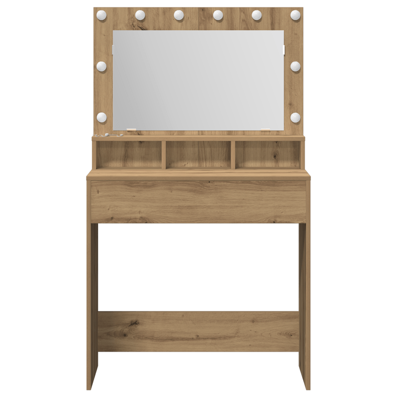 Casa si Gradina - Mobilier - Comode si corpuri - Masute de toaleta - Masa de toaleta cu lumini LED, stejar artizanal, 79x41x135 cm - Infinity.ro