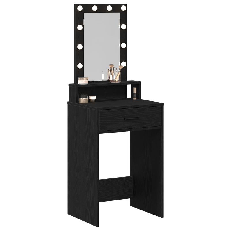 Casa si Gradina - Mobilier - Comode si corpuri - Masute de toaleta - Masa de cosmetica cu LED, stejar negru, 50x41x140 cm - Infinity.ro