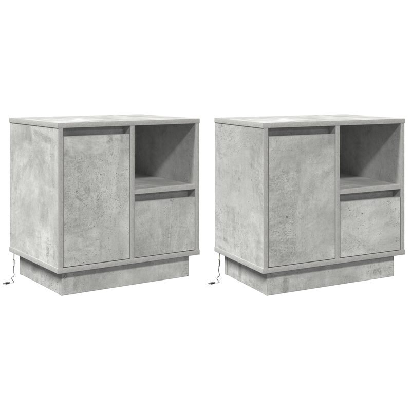 Casa si Gradina - Mobilier - Comode si corpuri - Noptiere - Noptiere cu LED 2 piese din beton gri 50x34.5x50 cm - Infinity.ro
