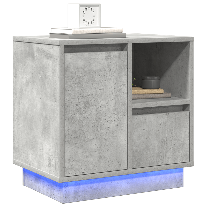 Casa si Gradina - Mobilier - Comode si corpuri - Noptiere - Noptiere cu LED 2 piese din beton gri 50x34.5x50 cm - Infinity.ro