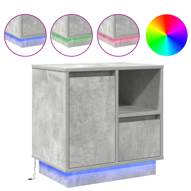 Casa si Gradina - Mobilier - Comode si corpuri - Noptiere - Noptiere cu LED 2 piese din beton gri 50x34.5x50 cm - Infinity.ro