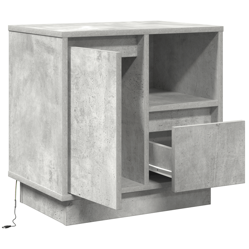 Casa si Gradina - Mobilier - Comode si corpuri - Noptiere - Noptiere cu LED 2 piese din beton gri 50x34.5x50 cm - Infinity.ro