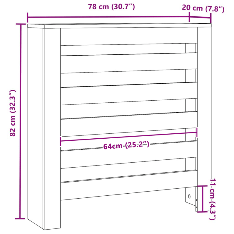 Casa si Gradina - Termice - Calorifere si accesorii - Accesorii calorifere - Coperta radiator stejar negru 78x20x82 cm lemn prelucrat - Infinity.ro
