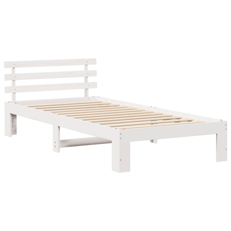 Casa si Gradina - Mobilier - Paturi si accesorii - Paturi - Cadru de pat din lemn de pin alb Alb Lemn masiv 90 x 200 cm - Infinity.ro