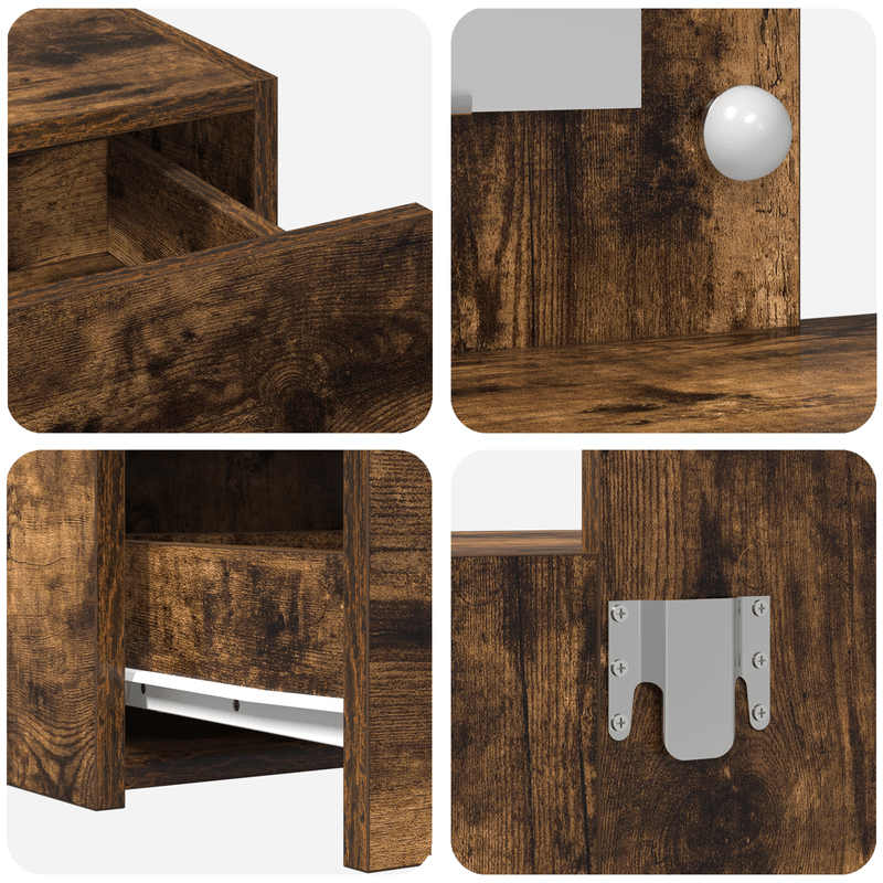 Casa si Gradina - Mobilier - Comode si corpuri - Masute de toaleta - Masa de toaleta suspendata cu LED, stejar fumuriu - Infinity.ro