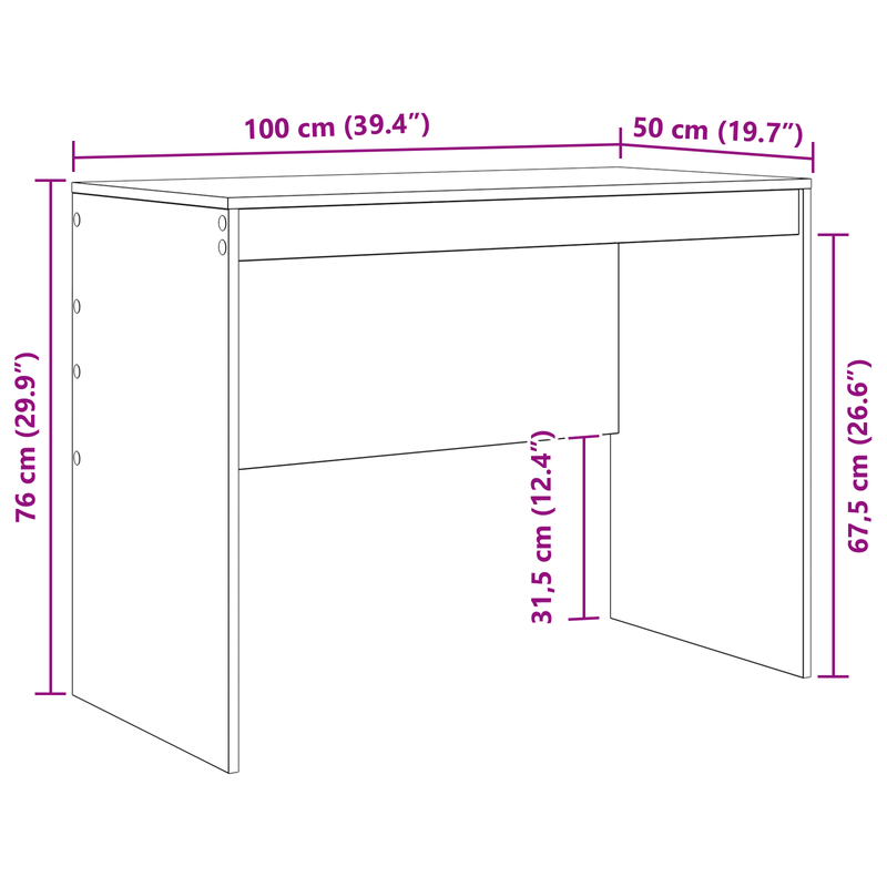 Casa si Gradina - Mobilier - Mese si birouri - Birouri - Birou de scris Stejar negru Lemn prelucrat 100 x 50 x 76 cm - Infinity.ro