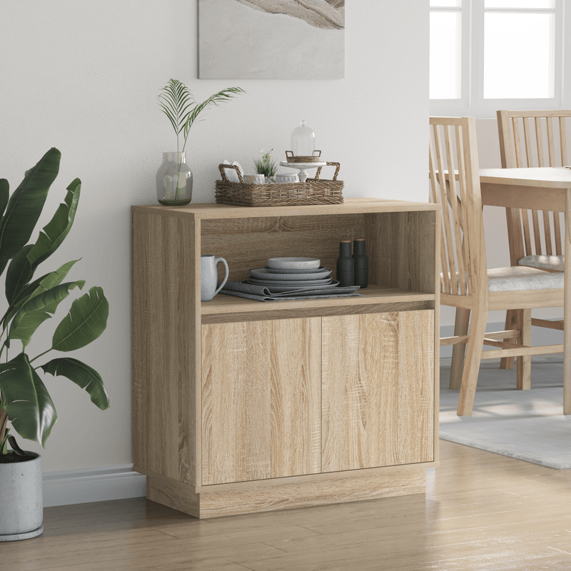 Casa si Gradina - Mobilier - Comode si corpuri - Comode - Bufet cu LED Stejar Sonoma 71x34,5x75 cm Lemn compozit - Infinity.ro