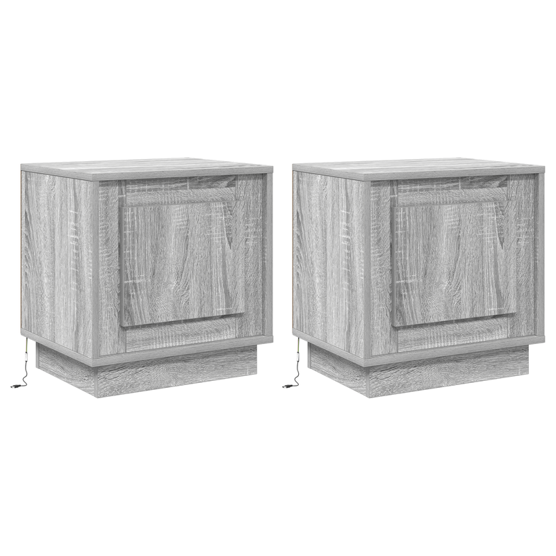 Casa si Gradina - Mobilier - Comode si corpuri - Noptiere - Noptiera cu lumini LED 2 buc Gri Sonoma 44x34,5x45 cm - Infinity.ro