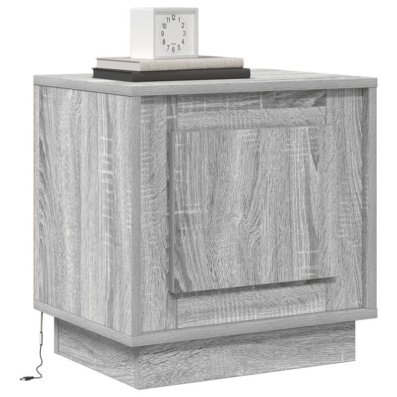 Casa si Gradina - Mobilier - Comode si corpuri - Noptiere - Noptiera cu lumini LED 2 buc Gri Sonoma 44x34,5x45 cm - Infinity.ro