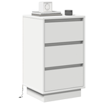 Casa si Gradina - Mobilier - Comode si corpuri - Noptiere - Noptiera cu LED Alb 39x34.5x65 cm Lemn prelucrat - Infinity.ro