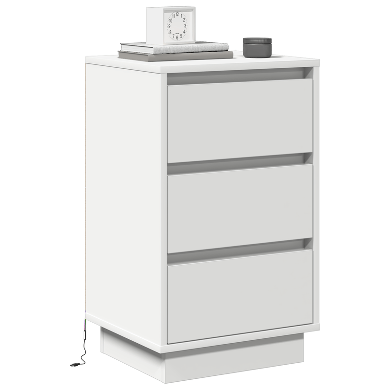 Casa si Gradina - Mobilier - Comode si corpuri - Noptiere - Noptiera cu LED Alb 39x34.5x65 cm Lemn prelucrat - Infinity.ro