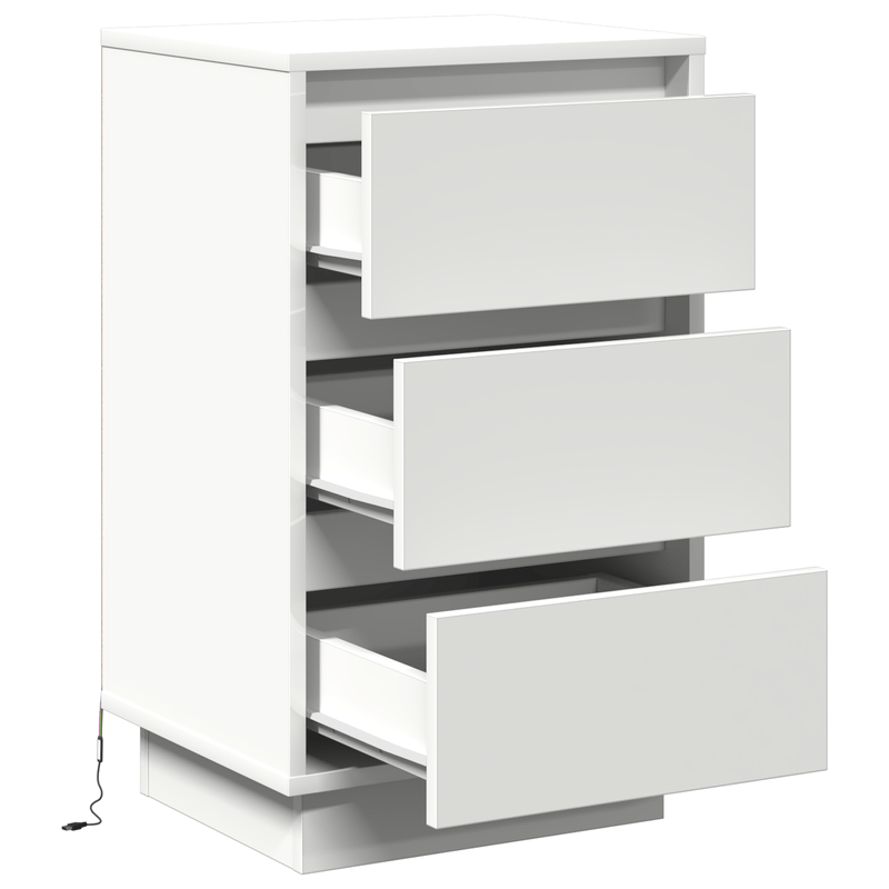 Casa si Gradina - Mobilier - Comode si corpuri - Noptiere - Noptiera cu LED Alb 39x34.5x65 cm Lemn prelucrat - Infinity.ro