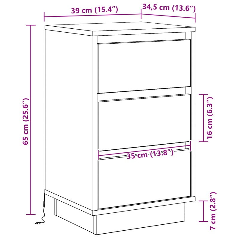 Casa si Gradina - Mobilier - Comode si corpuri - Noptiere - Noptiera cu LED Alb 39x34.5x65 cm Lemn prelucrat - Infinity.ro