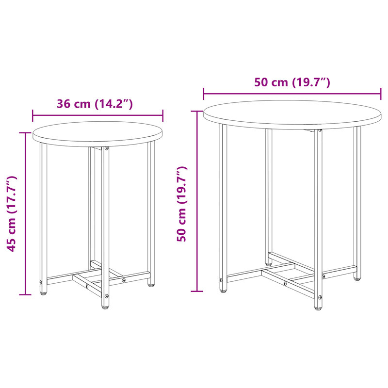 Casa si Gradina - Mobilier - Mese si birouri - Mese living - Set mese laterale, 2 buc., stejar negru, lemn si metal - Infinity.ro