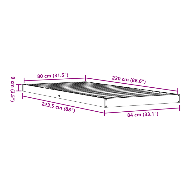 Casa si Gradina - Mobilier - Paturi si accesorii - Paturi - Cadru de pat de podea, 80x220 cm, lemn masiv de pin - Infinity.ro