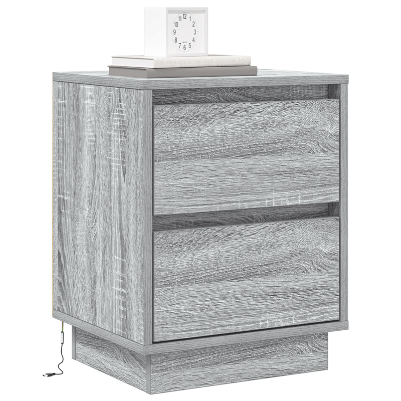 Casa si Gradina - Mobilier - Comode si corpuri - Noptiere - Cabinet de noptiera cu lumini LED Gri Sonoma 39x34,5x50 cm - Infinity.ro
